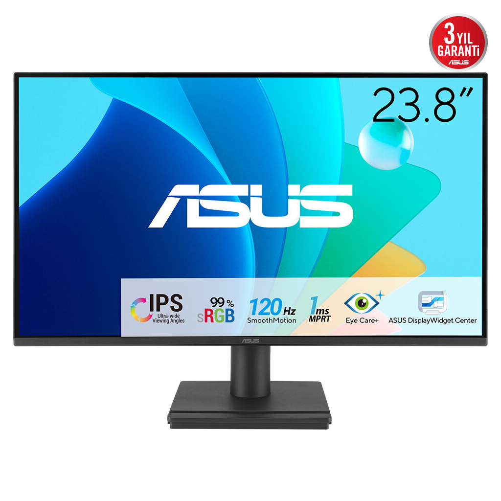ASUS VA249HG 23,8" 1ms, 120Hz, Full HD, HDMI, VGA, IPS LED, Çerçevesiz Tasarım, Düşük Mavi Işık, FreeSync Kurumsal Monitör