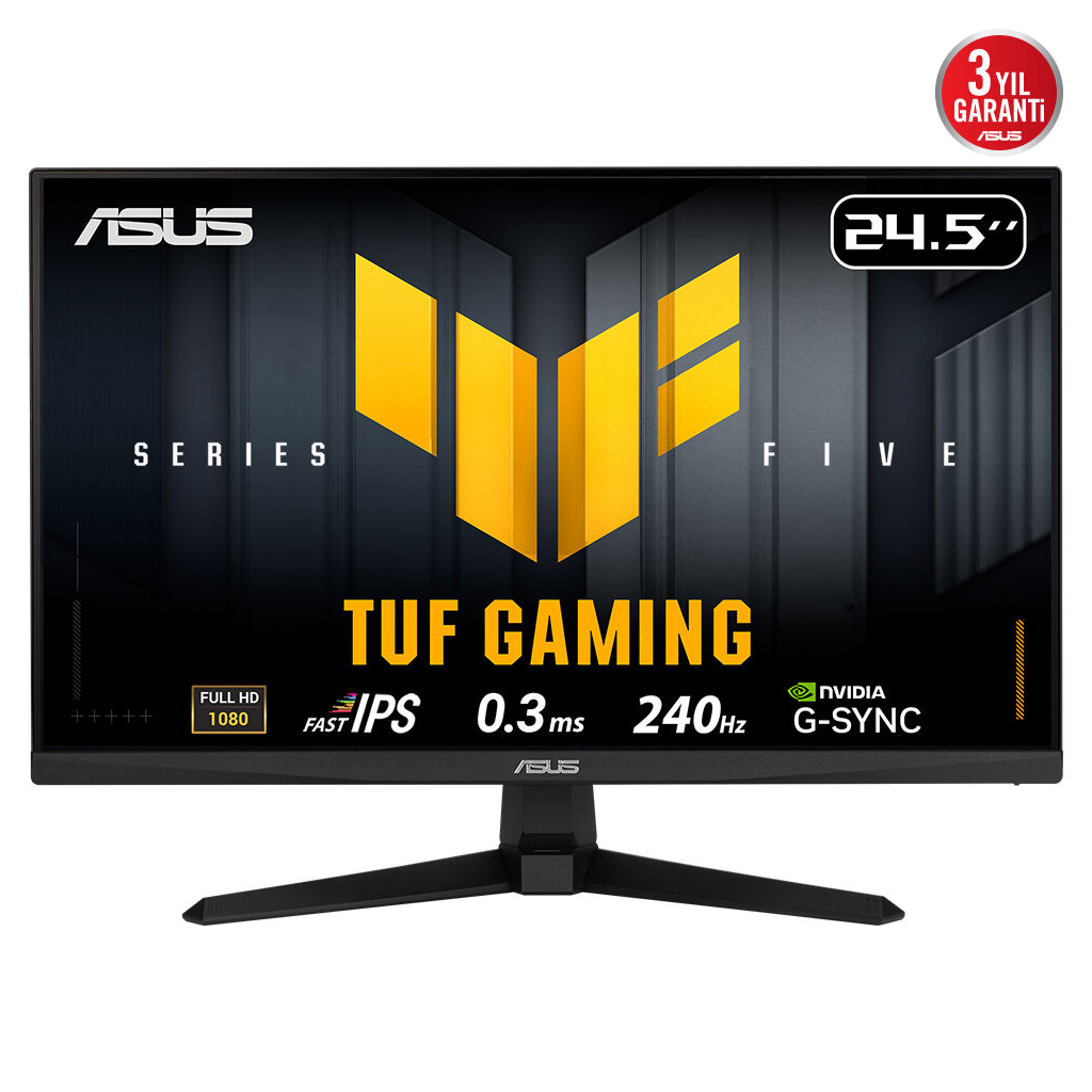 ASUS TUF GAMING VG259QM5A 24,5" 0.3ms, 240Hz, Full HD, DP, 2xHDMI, Hoparlör, Fast IPS LED, ELMB Sync Premium, GAMING Monitör