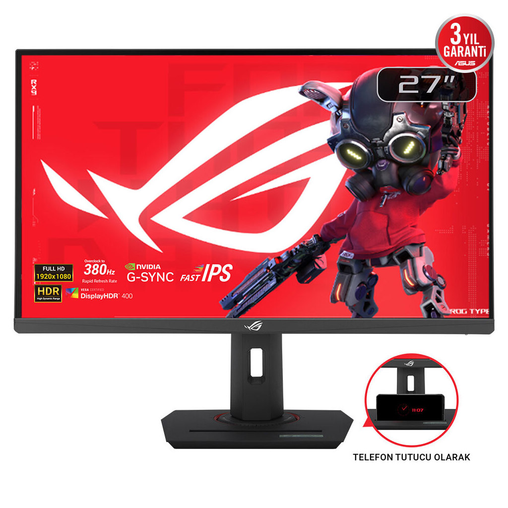 ASUS ROG STRIX XG279CNS 27" 0.3ms, 380Hz, Full HD, DP, HDMI, USB-C, Fast IPS LED, ELMB Sync Premium, GAMING Monitör