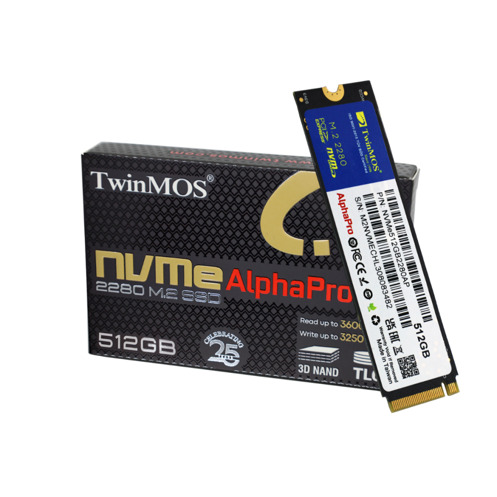 TwinMOS NVMe512GB2280AP, AlphaPro, 512GB, 3600-3250Mb/s, Gen3, NVMe PCIe M.2 2280, SSD, TLC, 3DNAND