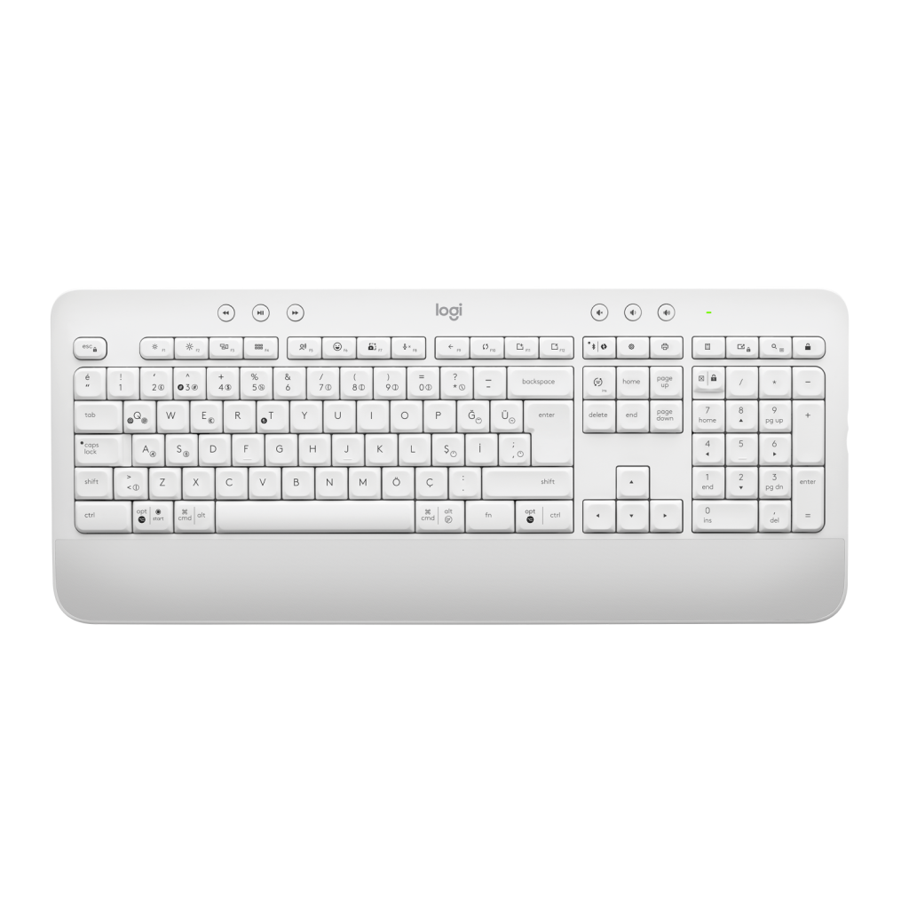 LOGITECH SIGNATURE K650, 920-010973, Beyaz, Bluetooth, Türkçe Q, Multimedya, Sıvı Temasına Dayanıklı, Klavye