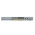ZyXEL GS1350-26HP, 24 Port, GigaBit, PoE 375W, 2 Port GigaBit SFP, Yönetilebilir, Rackmount Switch