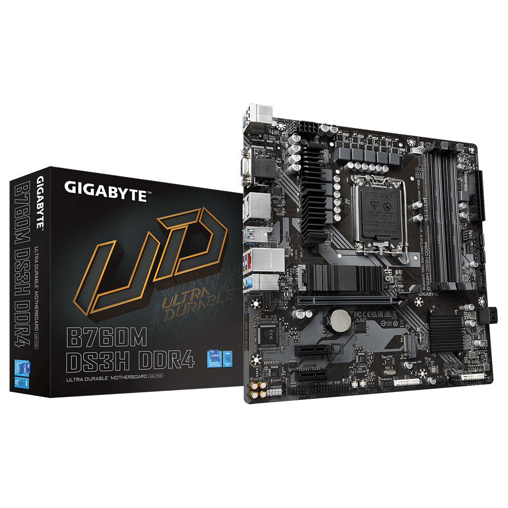 GIGABYTE B760M DS3H DDR4, rev.1.0, 4xDDR4, 2xM.2,  2xDP, HDMI, VGA, 12-13-14.Nesil, LGA1700 Soket, Anakart