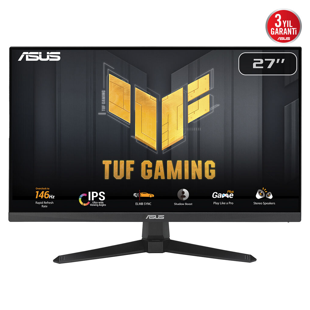 ASUS TUF GAMING VG279QE5A 27" 1ms, 146Hz, Full HD, DP, HDMI, Hoparlör, Fast IPS LED, Düşük Mavi Işık, FreeSync Premium, GAMING Monitör
