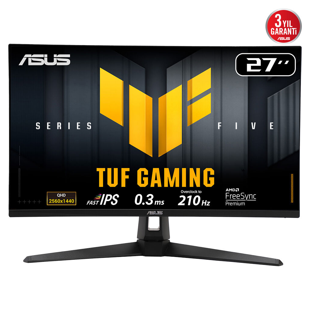 ASUS TUF GAMING VG27AQ5A 27" 0.3ms, 210Hz, QHD, DP, 2xHDMI, USB, Hoparlör, Fast IPS LED, ELMB Sync Premium, GAMING Monitör