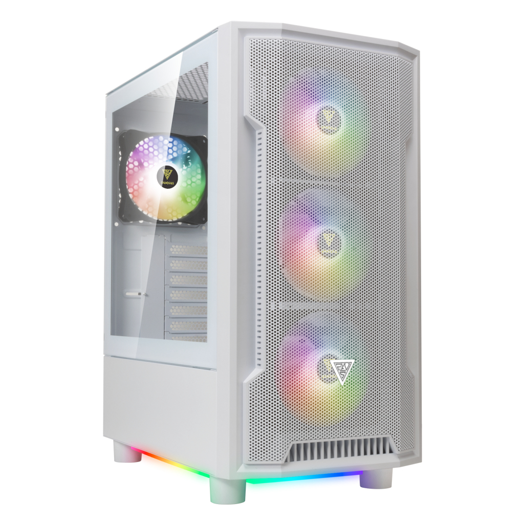 GAMDIAS ATHENA M6 Lite WH, 850W, 80+ Bronze, Tempered Glass, Mesh, ARGB, ATX, White Edition, GAMING KASA