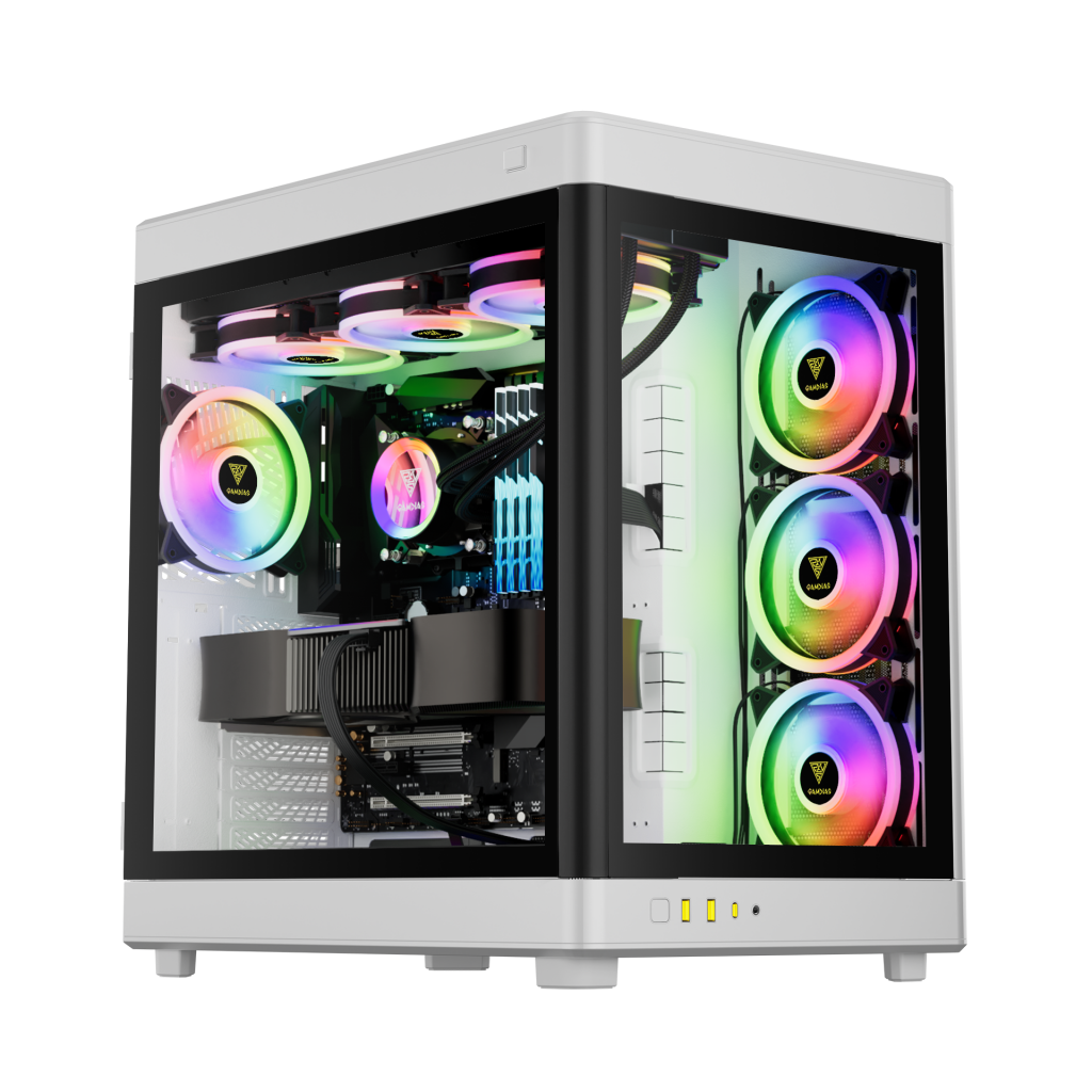 GAMDIAS NESO P1, 850W, 80+Bronze, Tempered Glass, Type-C, ATX, White Edition, Akvaryum Tipi, GAMING KASA