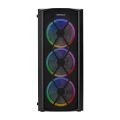 EVEREST FLAT MESH PSU YOK 4x12CM RGB FAN ATX TEMPERED GLASS 2xUSB2.0/1xUSB3.0 SİYAH MID TOWER GAMİNG KASA