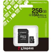 KINGSTON CANVAS SELECT PLUS 256GB MICRO SDHC CLASS10 150MB/s HAFIZA KARTI SDCS3/256GB