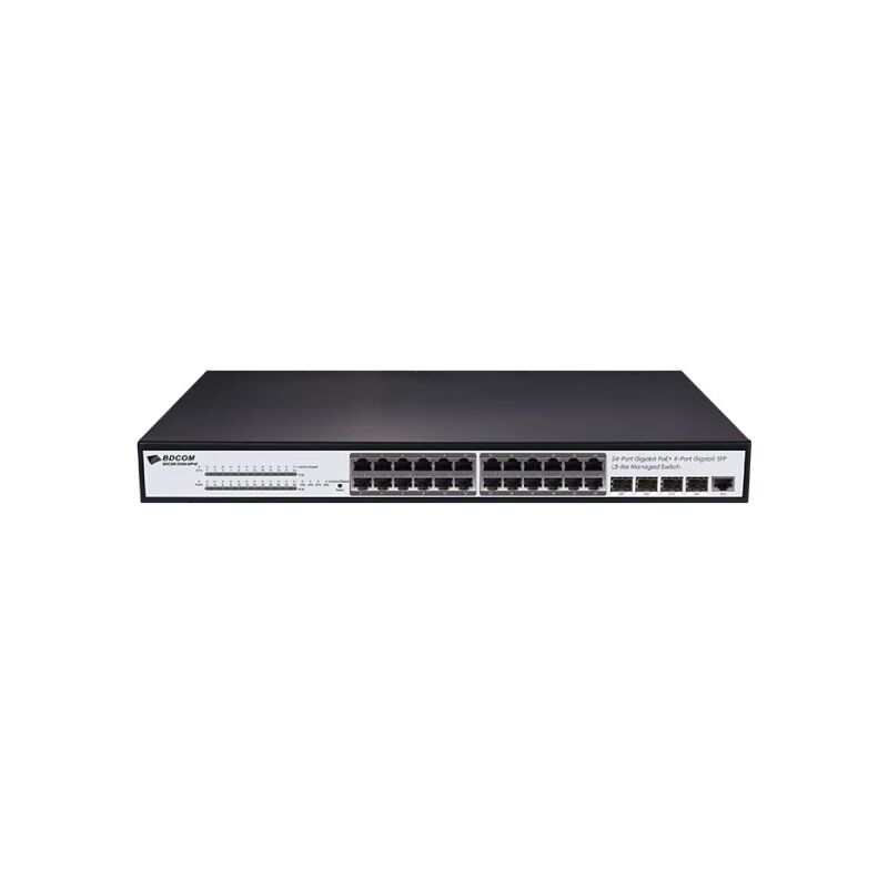 BDCOM S2500-24P4S 24 PORT 10/100/1000 24 PORT POE 4 X SFP 370W LAYER 3 YÖNETİLEBİLİR RACK MOUNT SWITCH