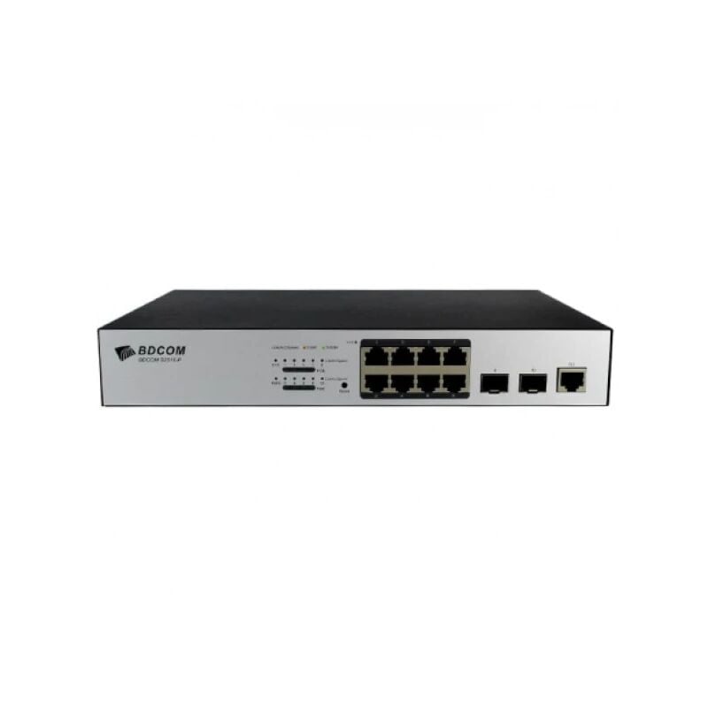 BDCOM S2500-8P2S 8 PORT 10/100/1000 8 PORT POE 2 X SFP 140W LAYER 3 YÖNETİLEBİLİR RACK MOUNT SWITCH