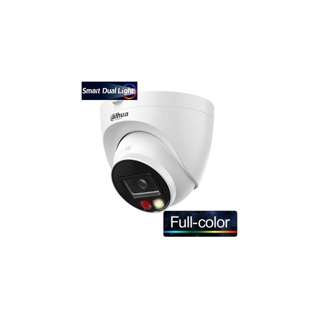 DAHUA IPC-HDW1249T-S-IL, 2Mpix, 2,8mm Lens, SD Kart, Smart Dual Light, H265+, 30Mt Gece Görüşü, Dahili Mikrofon, IP67, PoE Dome IP Kamera