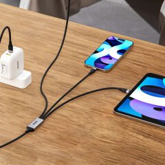 UNITEK TYPE-C 3in1 HIZLI ŞARJ KABLOSU 1.5MT 20W MICRO USB, TYPE-C, LIGHTNING (C14101AGY01-1.5M)