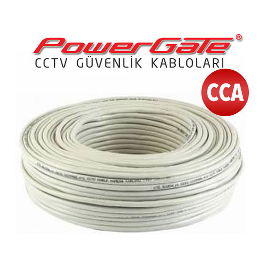 PowerGate CELL 94mt, 2+1 (2x0,22+0,25) CCA,  %40 Bakır Alışımlı, CCTV Güvenlik Kablosu