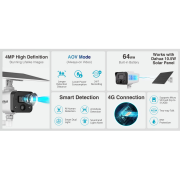 DAHUA IPC-HFW2441DG-4G-SP-B-MAX, 4Mpix, 3,6mm Lens, H265+, 30Mt Gece Görüşü, Dahili Mikrofon, IP67,  Solar(Güneş Enerjili) IP Kamera