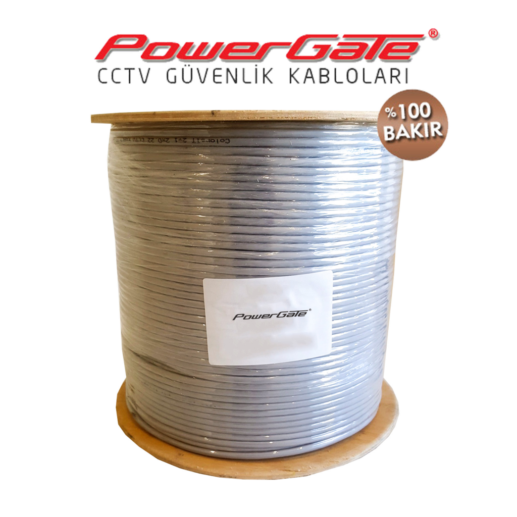 PowerGate VIA 294mt, 2+1 (2x0,22+0,22) %100 Bakır, CCTV Güvenlik Kablosu