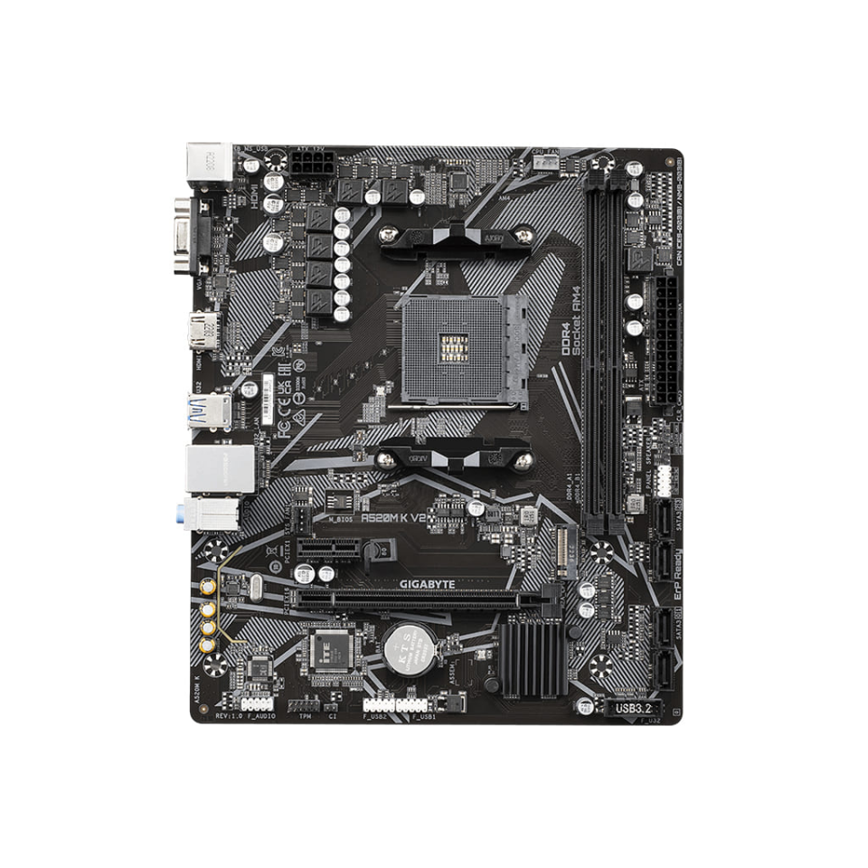 GIGABYTE A520M-K V2, 2xDDR4, 1x M.2, D-SUB, HDMI, AM4 Soket Anakart