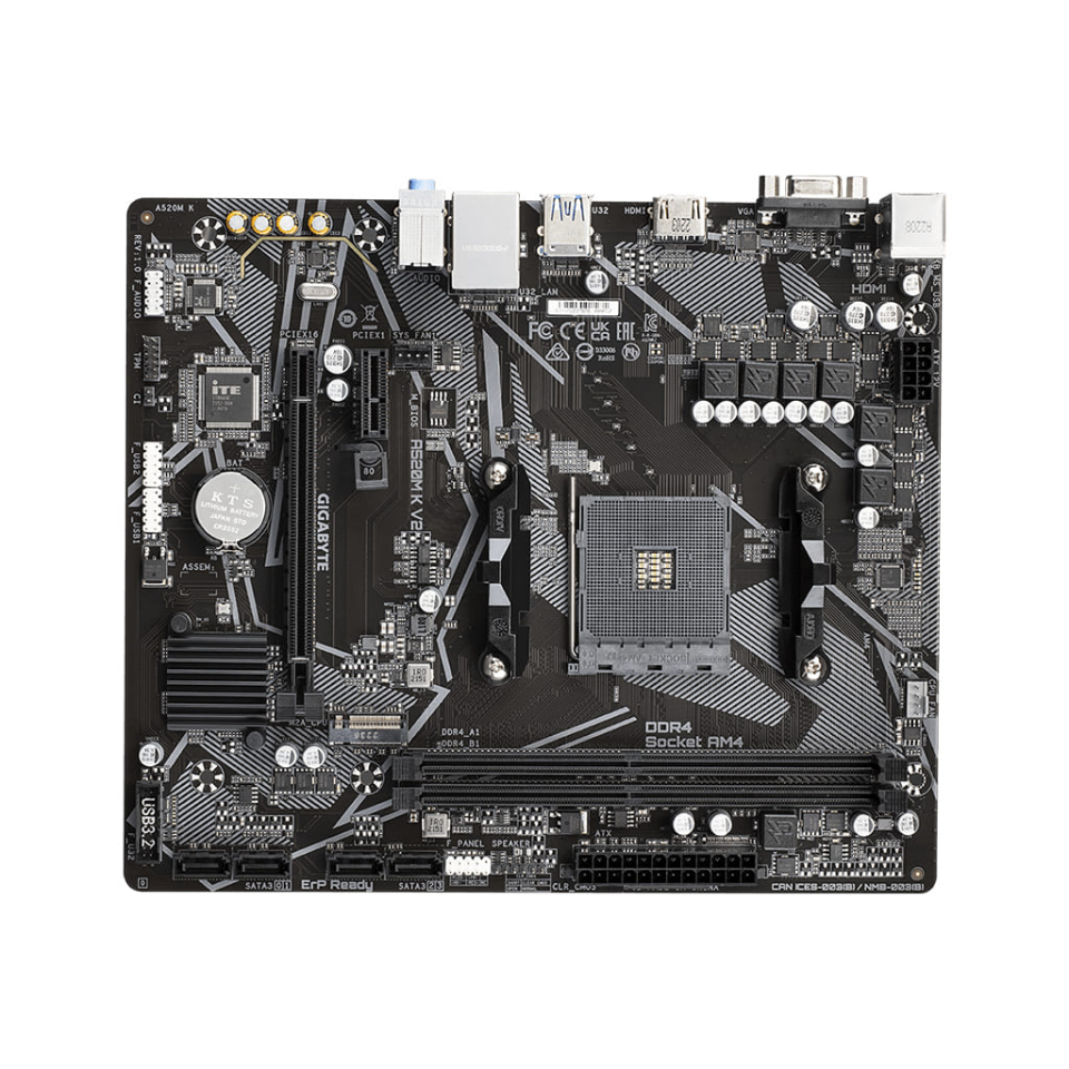 GIGABYTE A520M-K V2, 2xDDR4, 1x M.2, D-SUB, HDMI, AM4 Soket Anakart