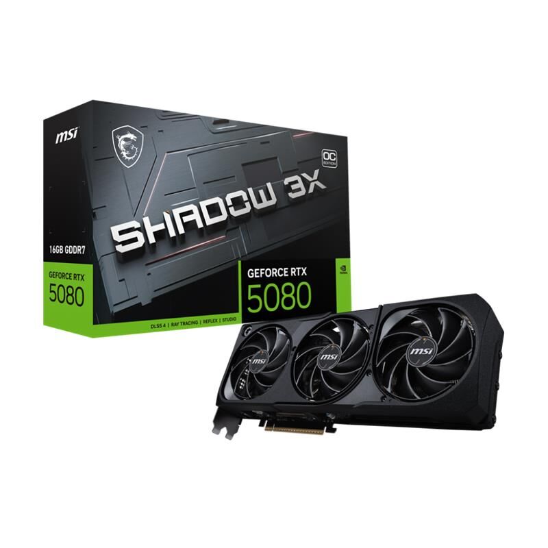 MSI GEFORCE RTX5080 16G SHADOW 3X OC 16GB GDDR7 256BIT 1XHDMI 3XDP EKRAN KARTI