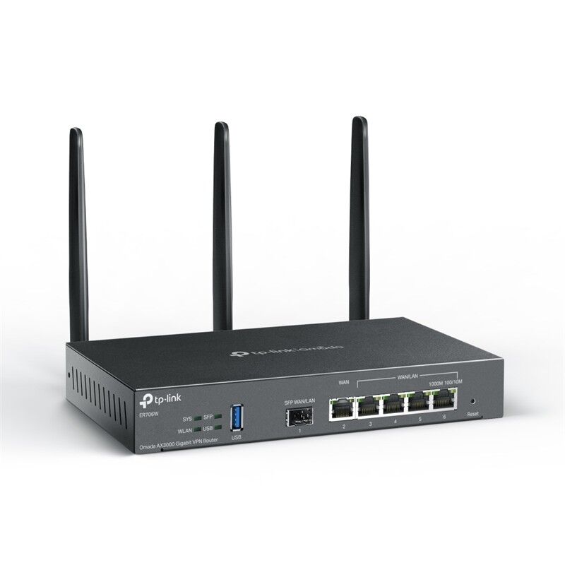 TP-LINK OMADA ER706W AX3000 WIFI 6 1XGIGABIT SFP WAN/LAN PORT 1XGIGABIT RJ45 WAN PORT 4XGIGABIT WAN/LAN RJ45 VPN ROUTER
