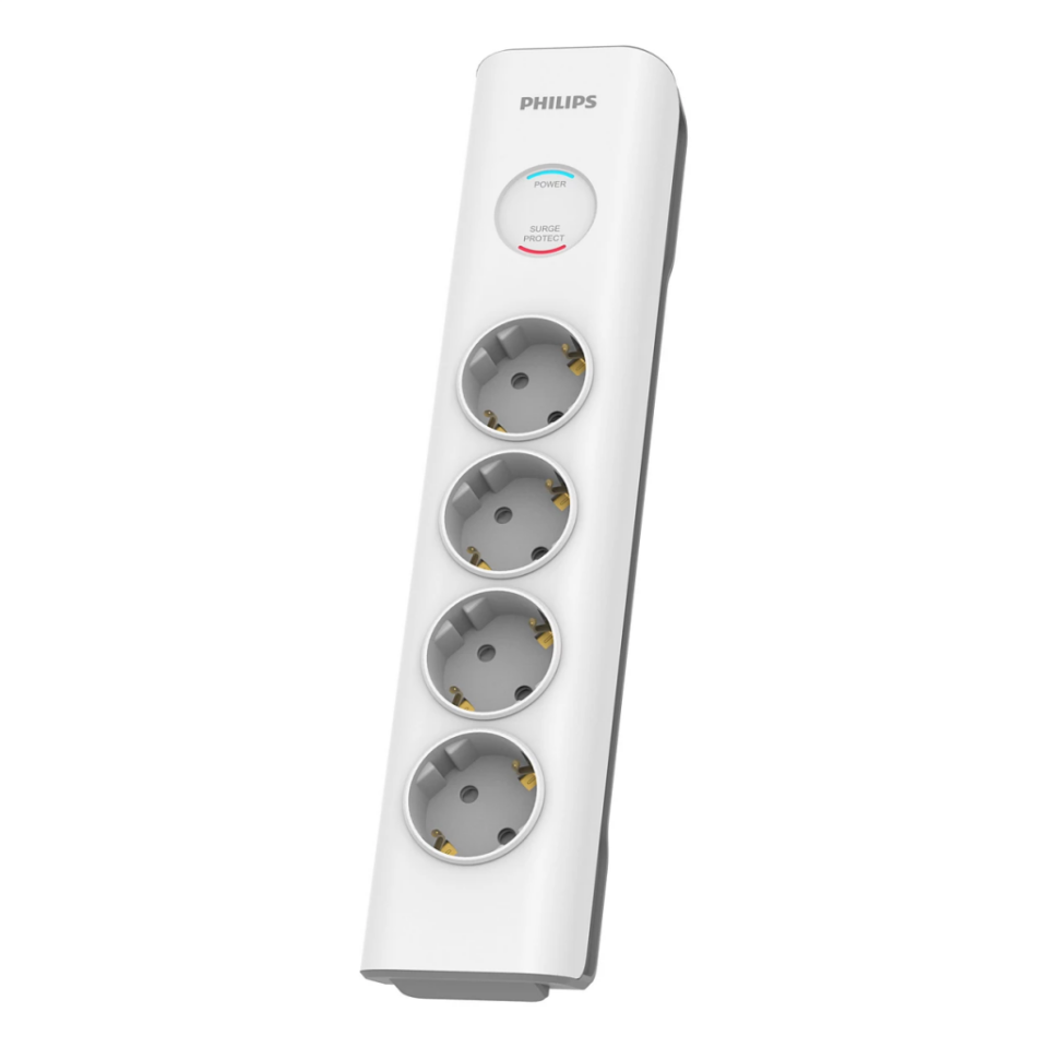 PHILIPS SPN7040WA/62, 4 Soket, Akım Korumalı Priz, 600 Joules, 2Mt Örgülü Kablo, (Beyaz)