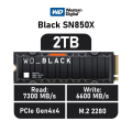 WD Black SN850X, WDS200T2XHE, 2TB, 7300/6600, Gen4, Soğutuculu, NVMe PCIe M.2 2280,  SSD