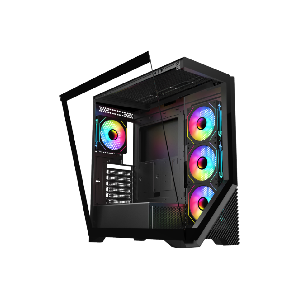 VENTO VG4202FL, 850W, 80 Plus, Siyah, Temperli Cam, RGB, ATX, Akvaryum Tipi, GAMING KASA