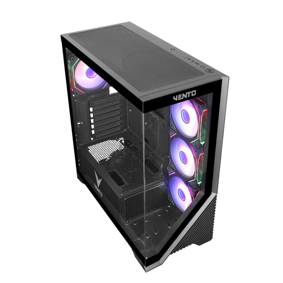 VENTO VG4202FLA, 850W, 80 Plus Siyah,  Temperli Cam, RGB, Mesh, ATX, Akvaryum Tipi, GAMING KASA