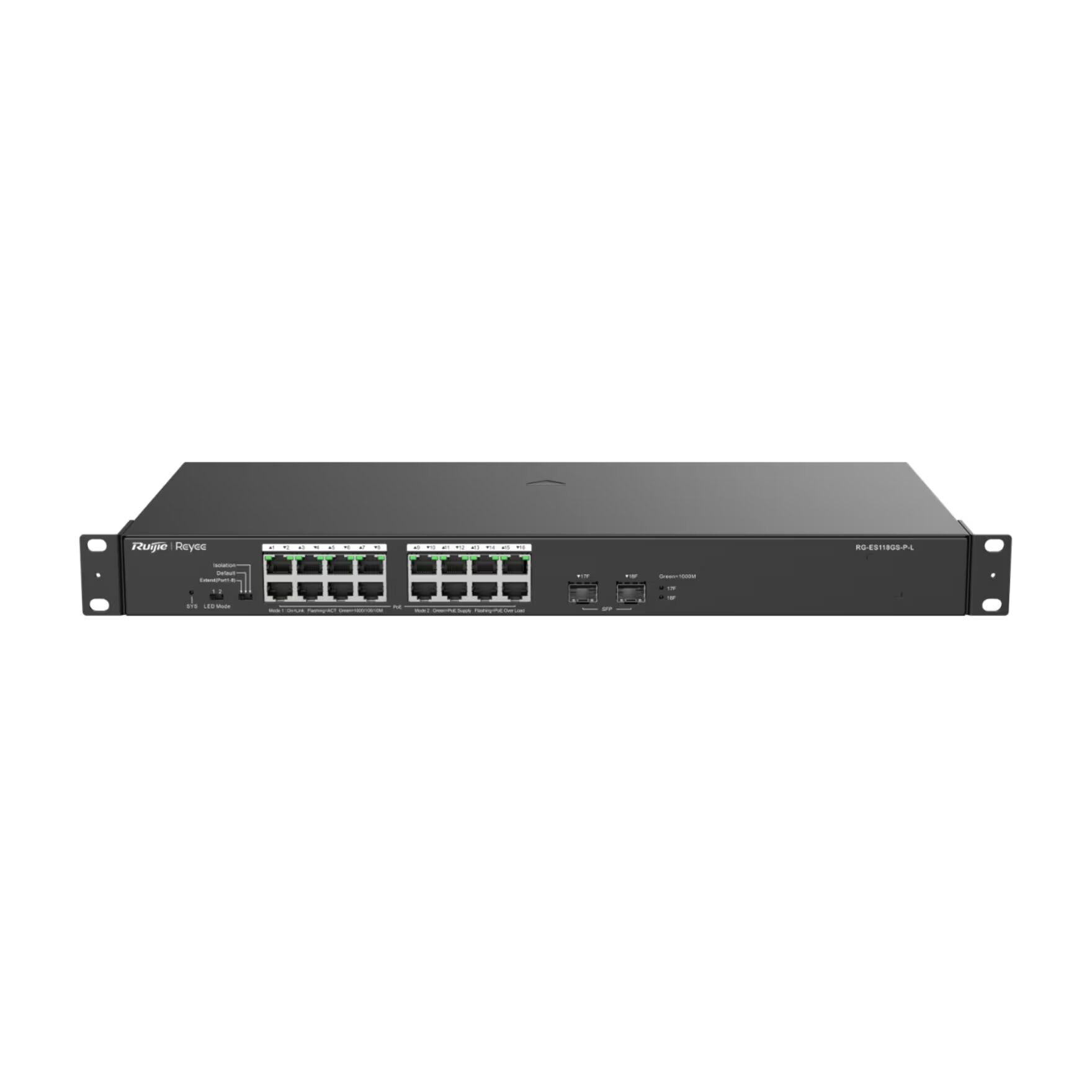 RUIJIE REYEE RG-ES118GS-P-L 16 PORT 10/100/1000 16 PORT POE 2 X SFP 247W YONETILEMEZ RACK MOUNT SWITCH