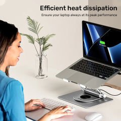 UNITEK 360 DERECE DÖNER 5in1 METAL NOTEBOOK STANDI (ETHERNET, 2xUSD3.0, HDMI, 100W PD) (D1109B01)