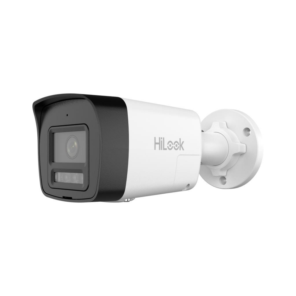 HILOOK IPC-B120HA-LUFC, 2Mpix, 2,8mm Lens, H265+, Dual Light, 30Mt Gece Görüşü, Dahili Mikrofon, IP67, PoE, Bullet, IP Kamera