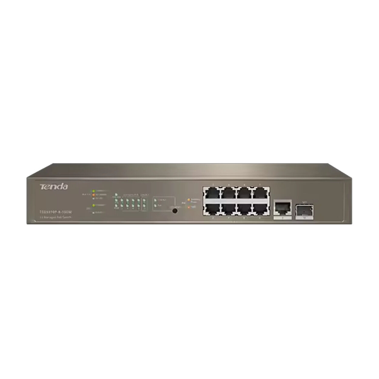 TENDA TEG5310P-8-150W 10 PORT 8 PORT POE+ 1X UPLINK + 1XSFP L3 YÖNETİLEBİLİR RACK MOUNT SWITCH 150W