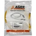 AGER AC-602-005 50CM UTP CAT6 PATCH KABLO SARI Cu, LSZH AWG 26/7