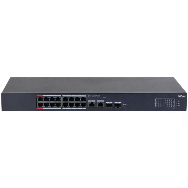 DAHUA CS4218-16ET-135 16 PORT 10/100 + 2XRJ45/1GB SFP COMBO 250 METRE 135W POE CLOUD YÖNETİLEBİLİR RACKMOUNT SWITCH