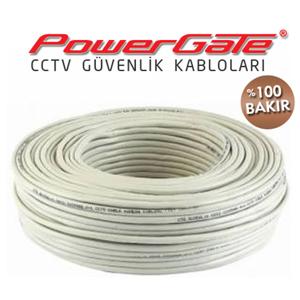 PowerGate VIA 168mt, 2+1 (2x0,22+0,22) %100 Bakır, CCTV Güvenlik Kablosu