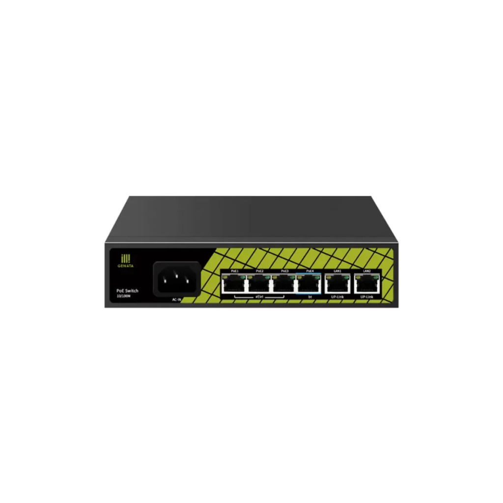 GENATA GNT-P9206EA, 4 Port, Megabit,  PoE 60W, 2 Port Uplink, Yönetilemez, Masaüstü Switch