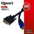 QPORT Q-HDV DVI 24+1 TO HDMI 1.5MT ÇEVİRİCİ KABLO