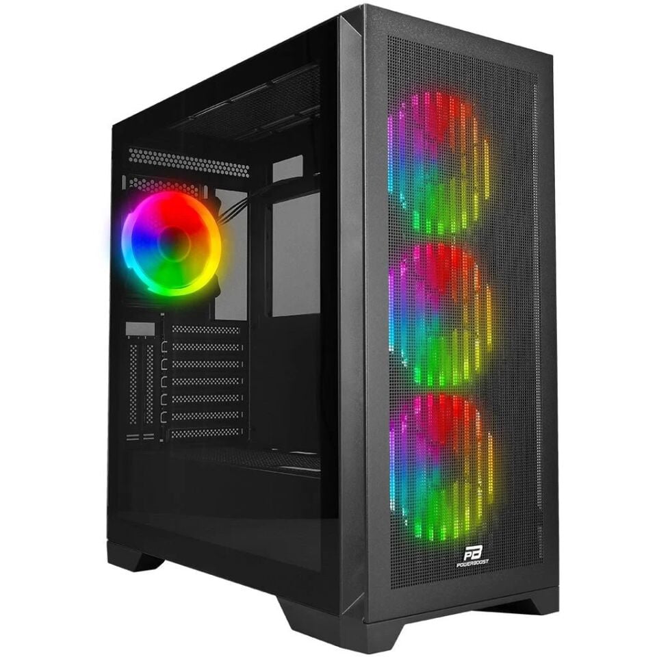 POWER BOOST VK-G4306S Powersız Siyah Mesh ARGB Ring Fanlı Full Tower E-ATX Kasa