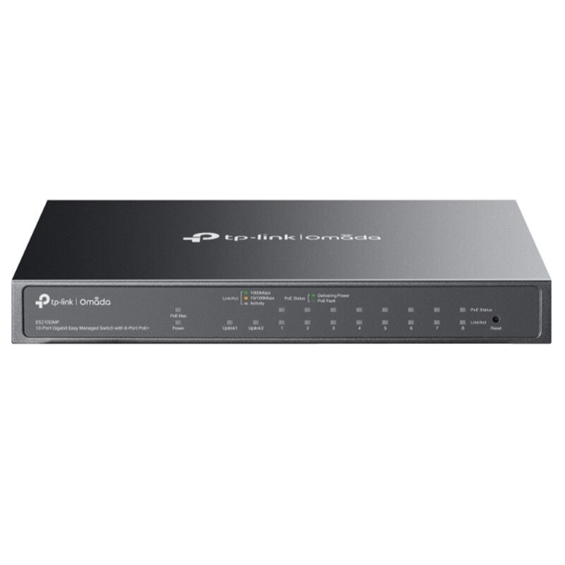 TP-LINK OMADA ES210GMP 10 PORT GIGABIT + 8-PORT POE+ YÖNETİLEBİLİR 123W POE METAL KASA SWITCH