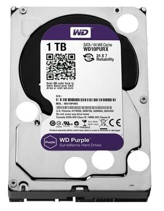 1TB 3.5 WD SATA 64MB PURPLE WD10PURZ 7/24 ( 3 Yıl Garanti )