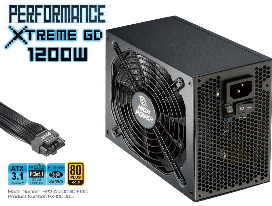 HIGH POWER HP2-A1200GD-F14C 1200W 80+ Gold Siyah PCIe 5.1 Power Supply