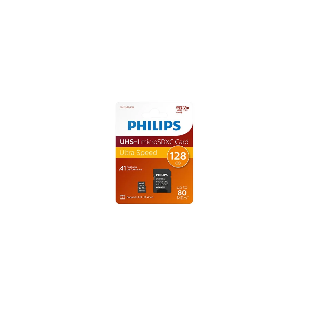 PHILIPS FM12MP45B/00, 128GB, SDXC, UHS-I, U1, Class10, MicroSD Kart Bellek (SD Adaptörlü)