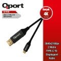 QPORT Q-THD TYPE-C TO DP 60Hz 4K 2MT ÇEVİRİCİ KABLO