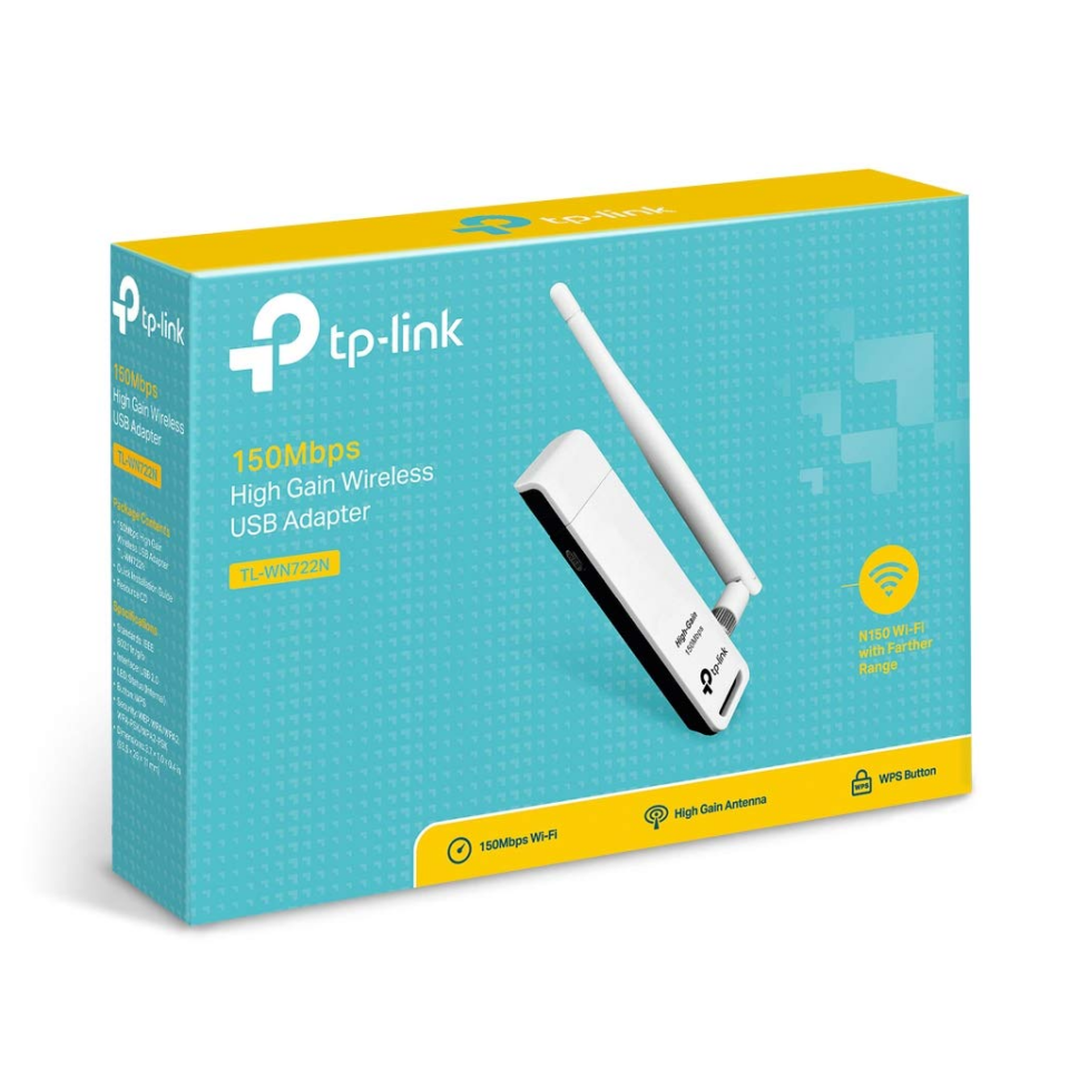 TP-LINK TL-WN722N, 150Mbp, 2.4Ghz, 4dBi Anten, USB2.0, WIRELESS ETHERNET