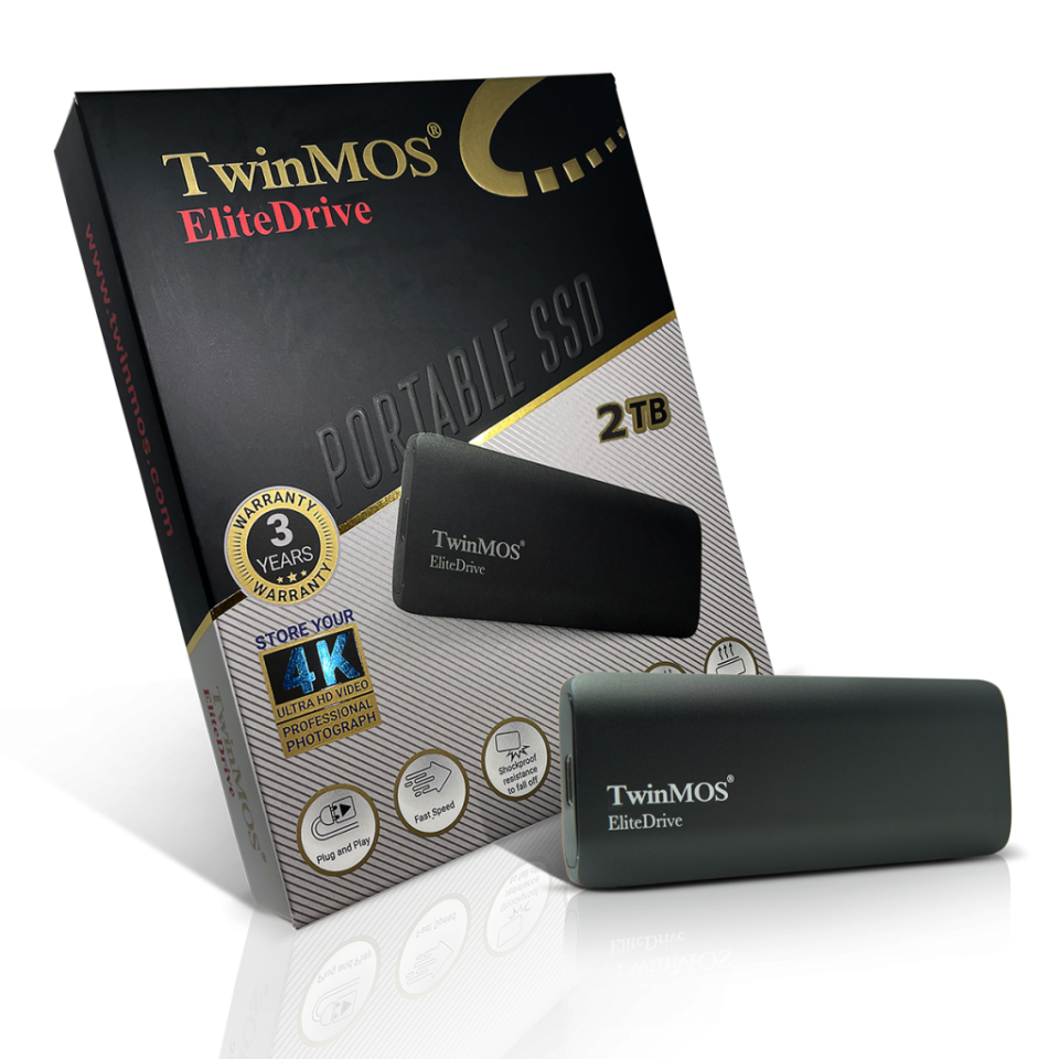 TwinMOS PSSD2TBMEDB, 2TB, Taşınabilir External SSD, USB 3.2, Type-C (Dark Grey)