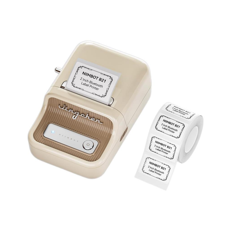NIIMBOT B21S, Taşınabilir, Mürekkepsiz, Termal Etiket Yazıcı (Bluetooth, Type-C) Krem/Beyaz