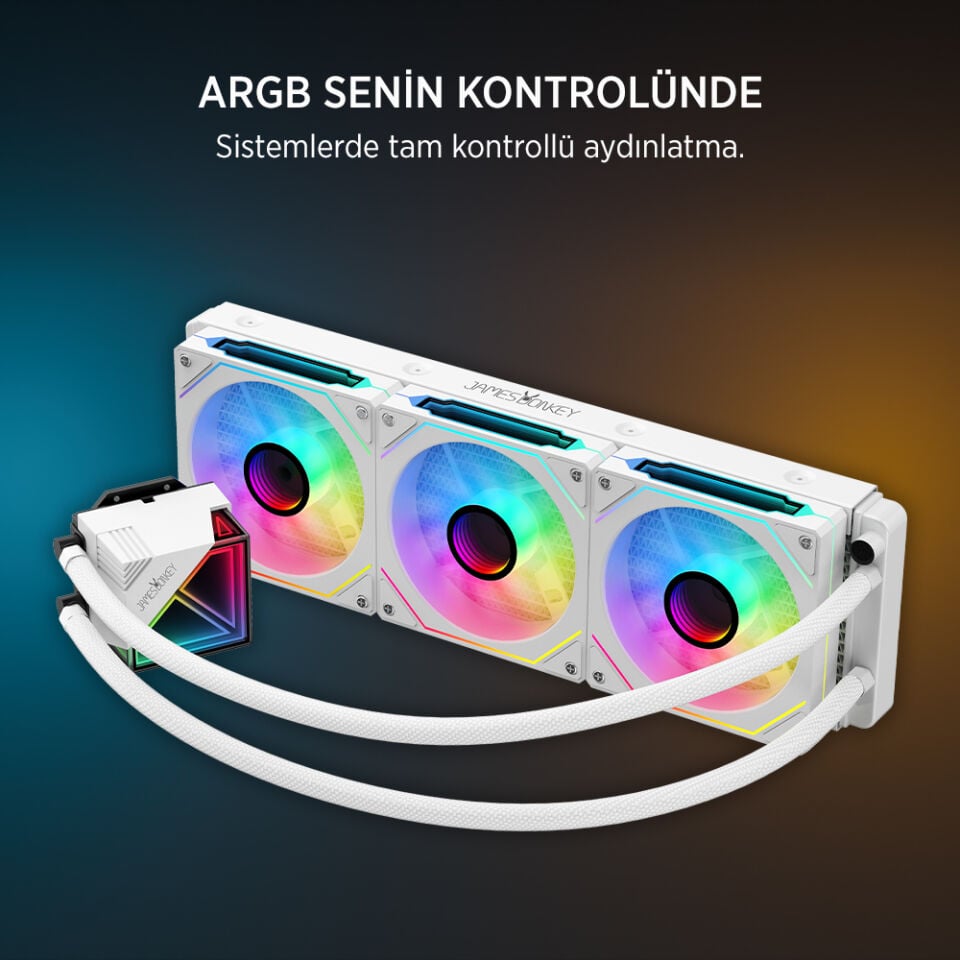 James Donkey Lugis JDC360 ARGB 360mm Beyaz Sıvı İşlemci Soğutucu AM5 ve LGA1700 Uyumlu