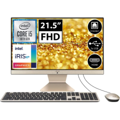 ASUS V222FAK-BA025M, i5-10210U, 21,5"  FHD Ekran, 8Gb DDR4 Ram, 256Gb SSD, Wi-Fi 5, Type-A, Paylaşımlı Ekran Kartı, Free Dos, All In One PC, (Gold/Siyah)