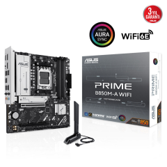 ASUS PRIME B850M-A WIFI, 4xDDR5, 3xM.2, 2xDP, HDMI, Type-C, Wi-Fi 6, Bluetooth 5.3, AM5 Soket Anakart