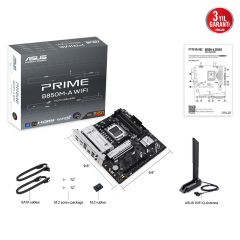 ASUS PRIME B850M-A WIFI, 4xDDR5, 3xM.2, 2xDP, HDMI, Type-C, Wi-Fi 6, Bluetooth 5.3, AM5 Soket Anakart